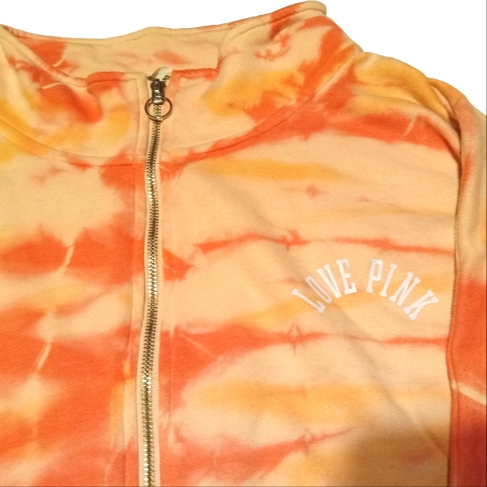 Orange and pink tye dye half zip pulloever